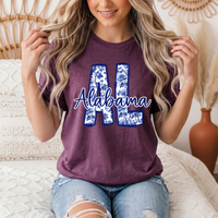Alabama Blue Floral AL Graphic Tee