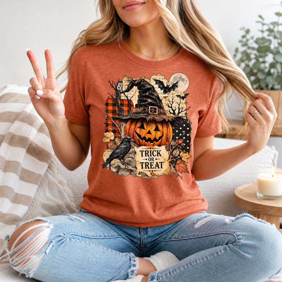 Trick or Treat Vintage Halloween Premium Graphic Tee