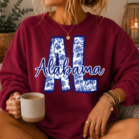 Alabama Blue Floral AL Crewneck Sweatshirt