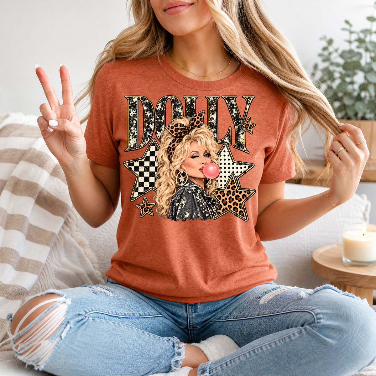 Dolly Bubblegum & Leopard Bow Vintage Graphic Tee