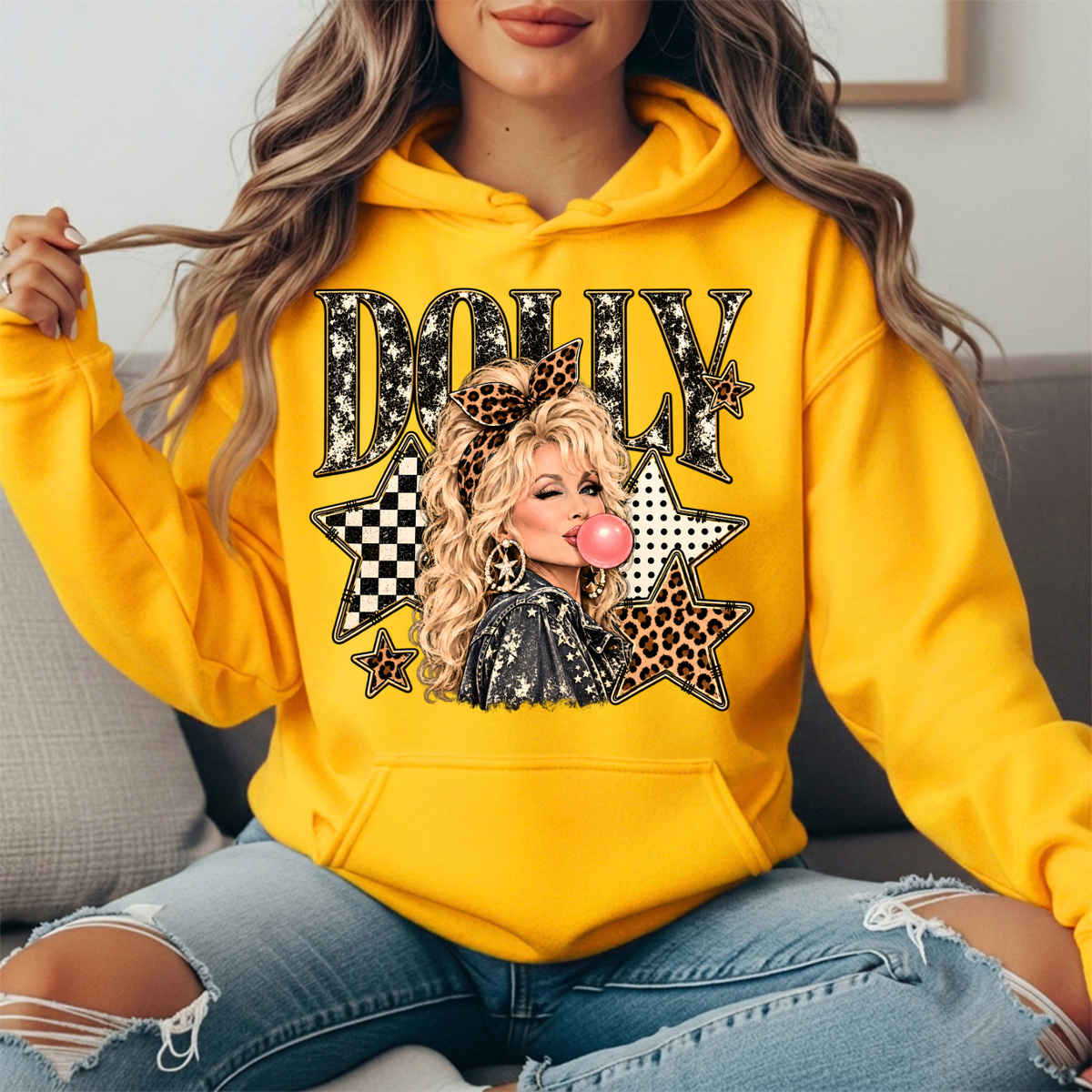 Dolly Bubblegum & Leopard Stars Graphic Hoodie