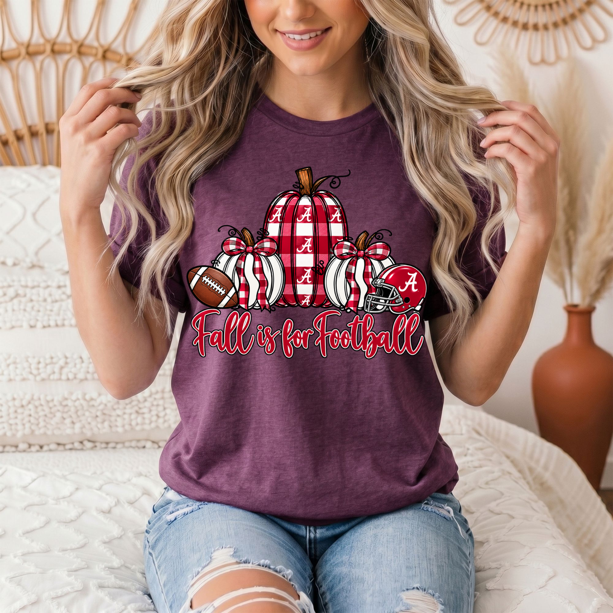 Fall Is for Football Alabama Pumpkin Graphic Tee