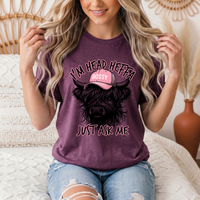 I'm Head Heffa Highland Cow Pink Bossy Cap Graphic Tee