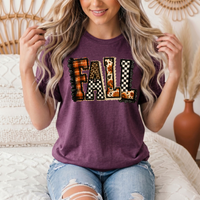 Fall Plaid Leopard & Floral Patchwork Graphic Tee
