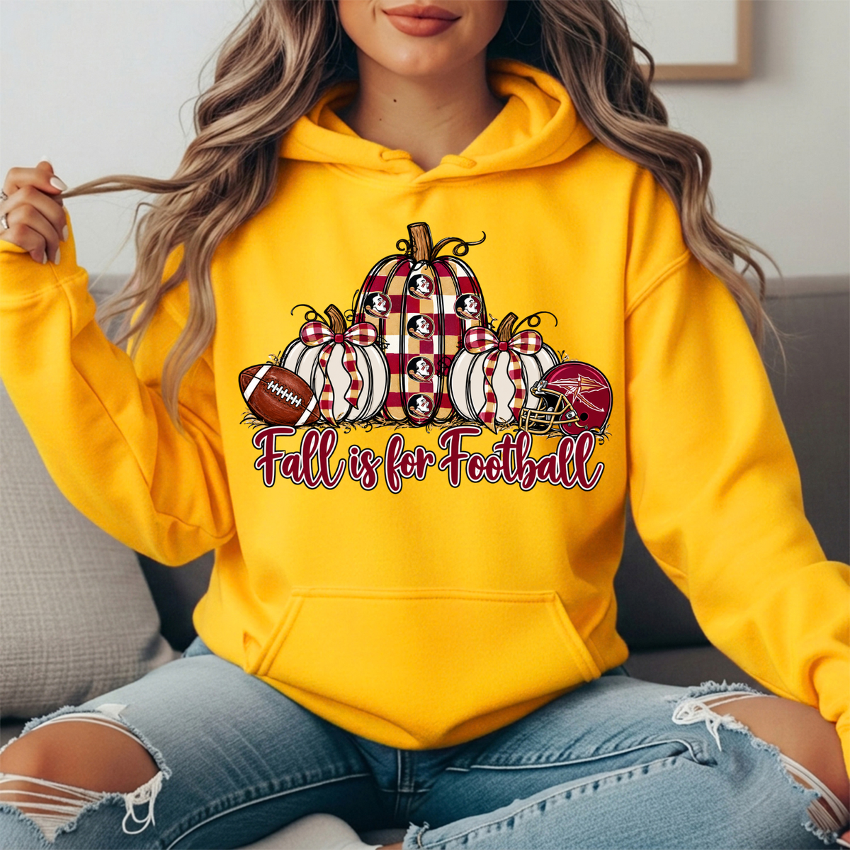 Florida State Fall Is for Football Pumpkin Graphic Hoodie