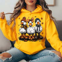 Fall Ducks in Boots & Orange Bow Graphic Hoodie