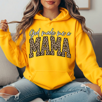 God Made Me a Mama Leopard Print Graphic Hoodie
