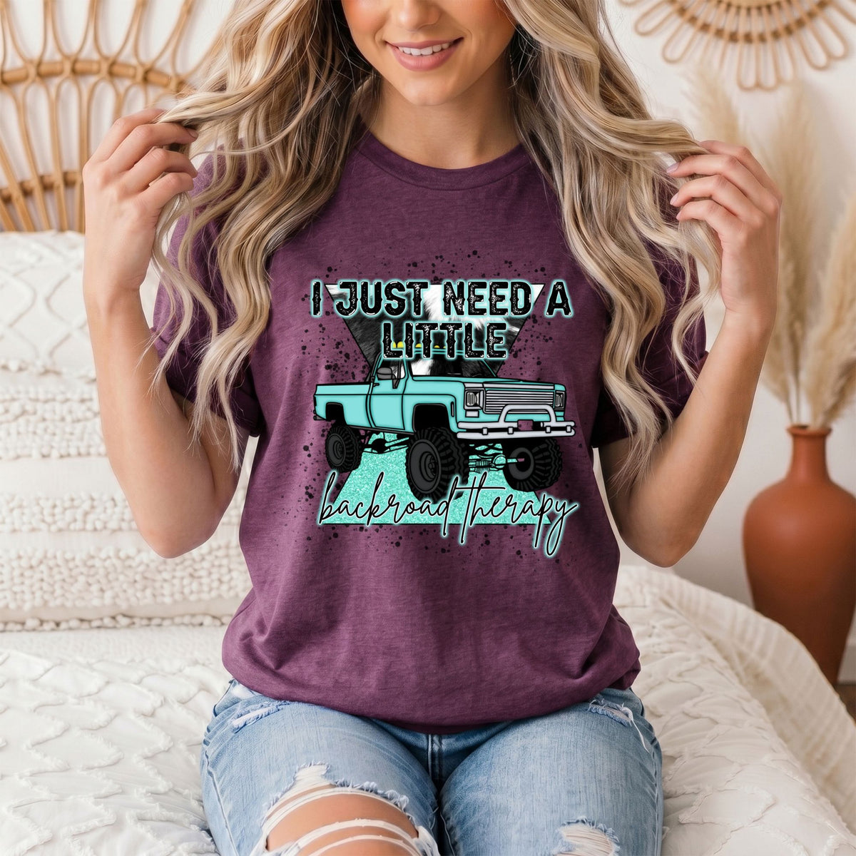 Backroad Therapy Turquoise Truck Graphic Tee