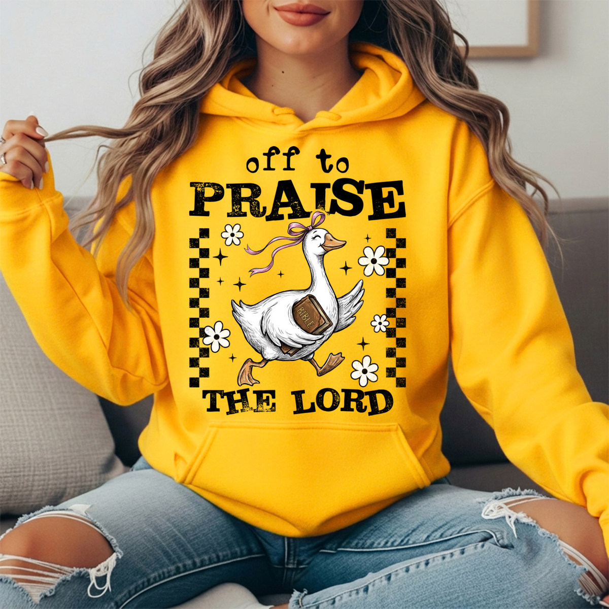 Off to Praise the Lord Goose Graphic Hoodie
