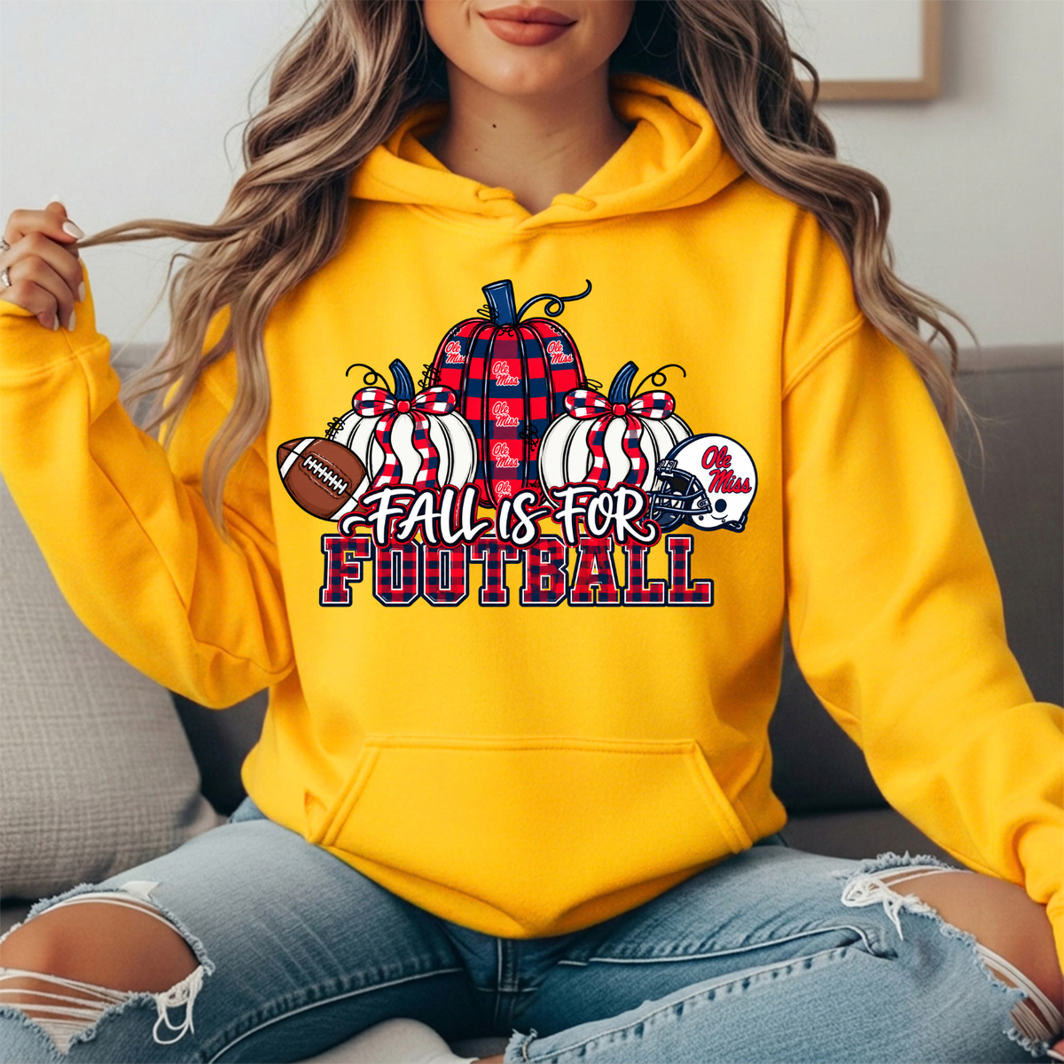 Ole Miss Fall Is for Football Pumpkin Graphic Hoodie