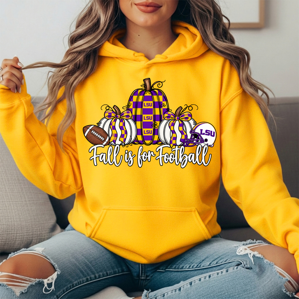 LSU Fall Is for Football Pumpkin Graphic Hoodie