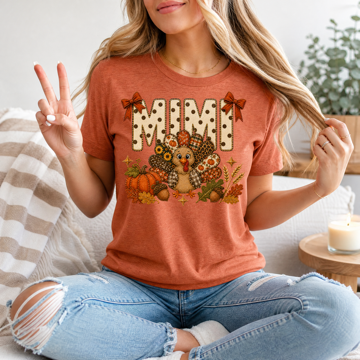 Mimi Thanksgiving Turkey & Bow Graphic Tee