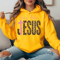 Love Like Jesus Leopard Print Cross Graphic Hoodie