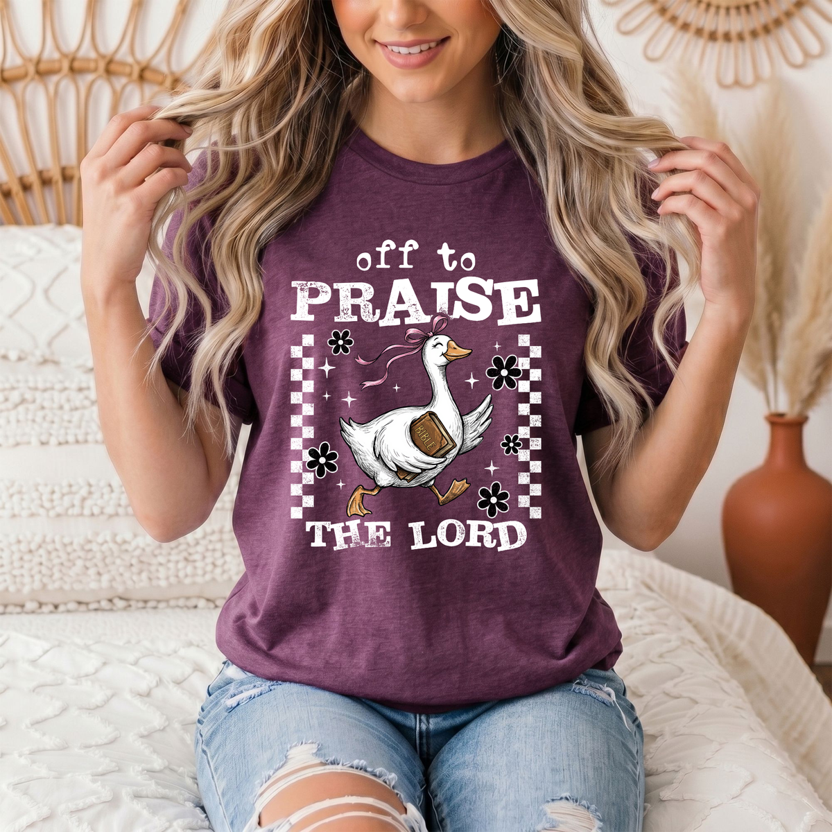 Off To Praise The Lord Christian Graphic Tee