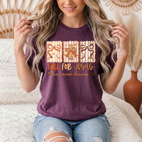 Fall for Jesus He Never Leaves Christian Graphic Tee