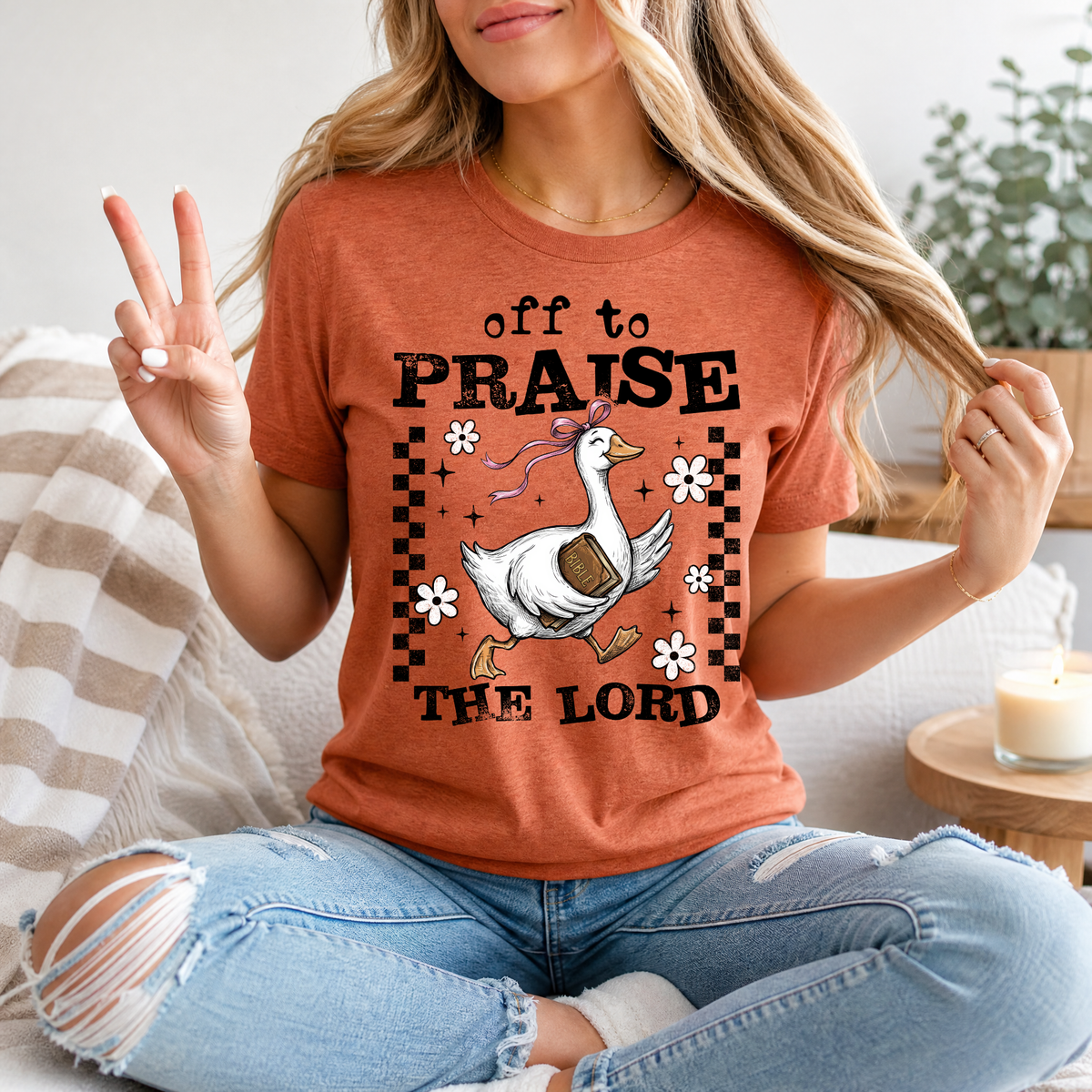 Off To Praise The Lord Christian Graphic Tee