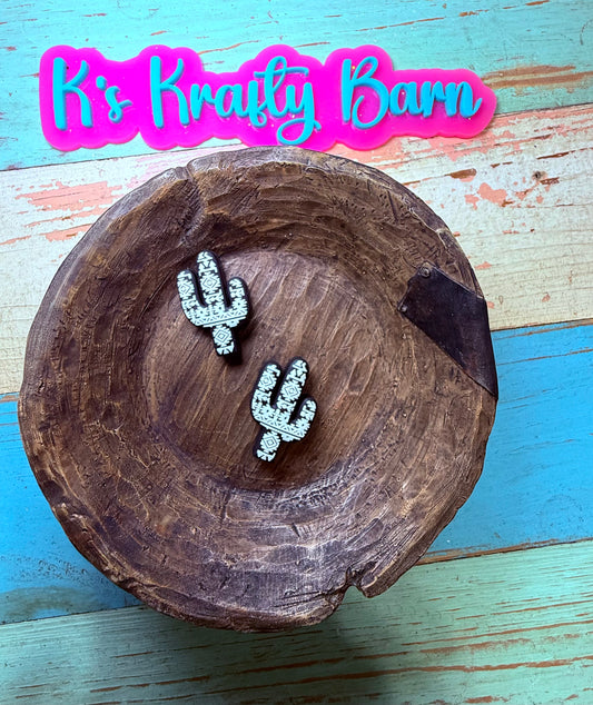 Wholesale Silicone Focal Bead- Black & White Aztec cactus