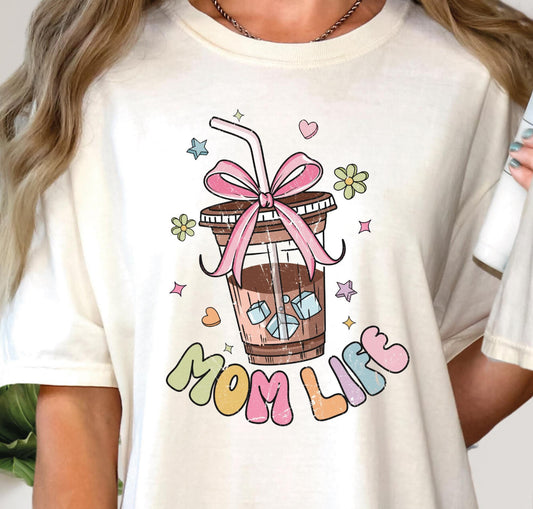 Mom life-iced coffee pink bow
