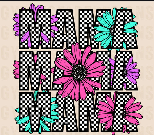 Mama with colored flowers
