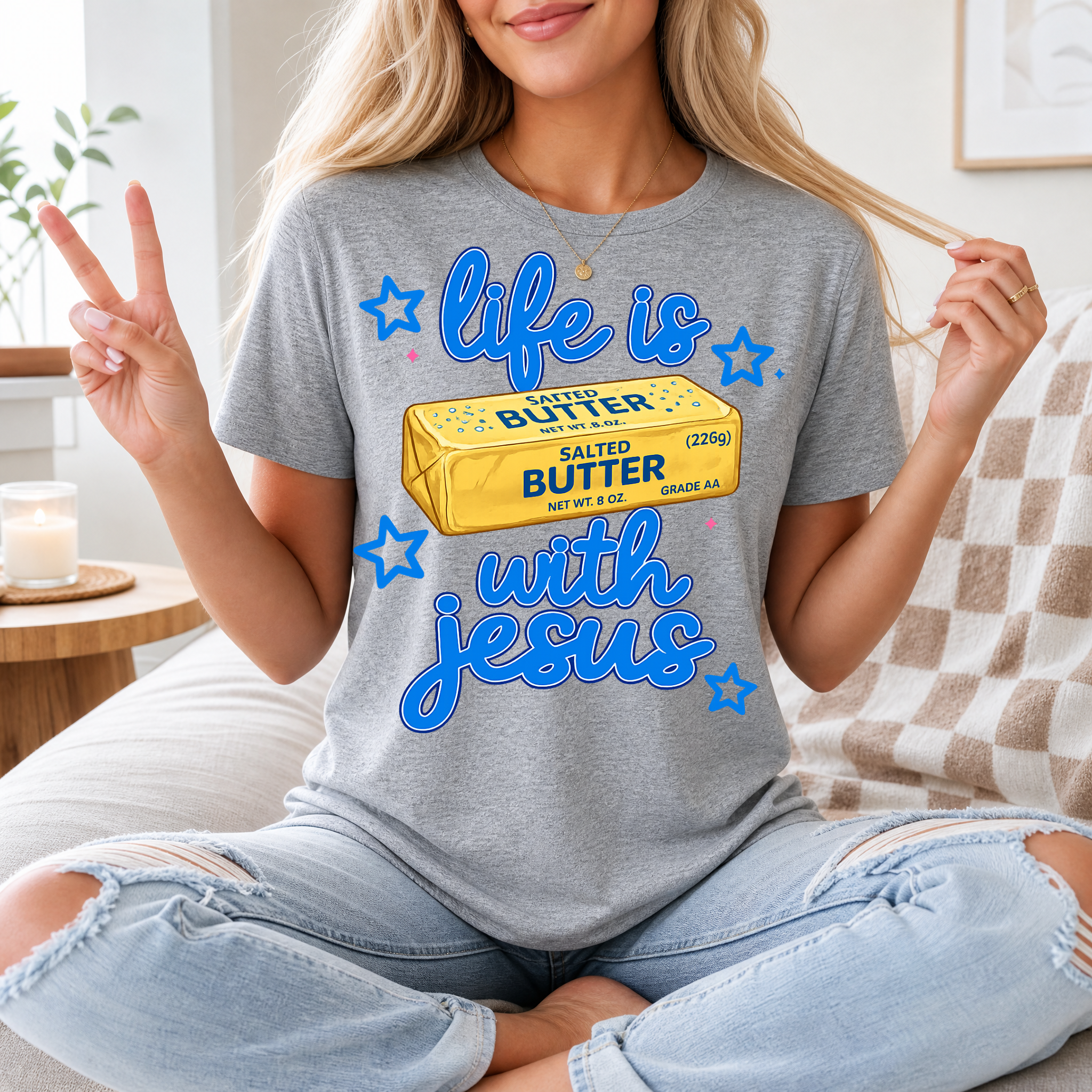 Life Is Butter With Jesus Premium Graphic Tee