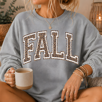 Fall Leopard Print Varsity Crewneck Sweatshirt