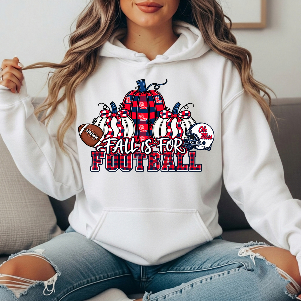 Ole Miss Fall Is for Football Pumpkin Graphic Hoodie