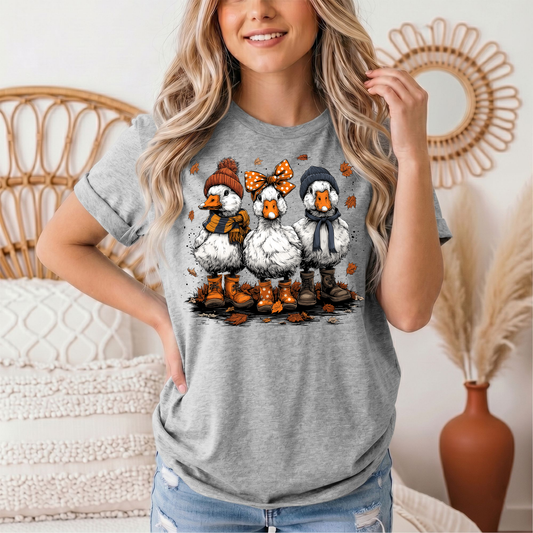 Autumn Duck Trio Boots & Bow Graphic Tee