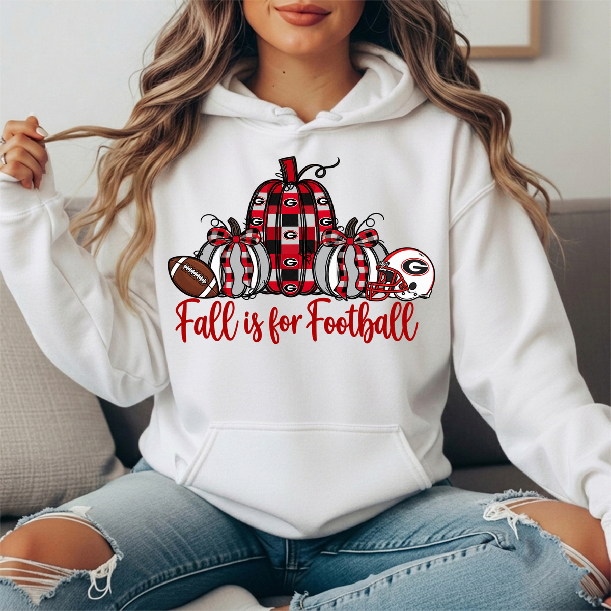 Georgia Bulldogs Fall Is for Football Pumpkin Graphic Hoodie