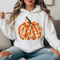 Rustic Lace & Burlap Pumpkin Graphic Hoodie