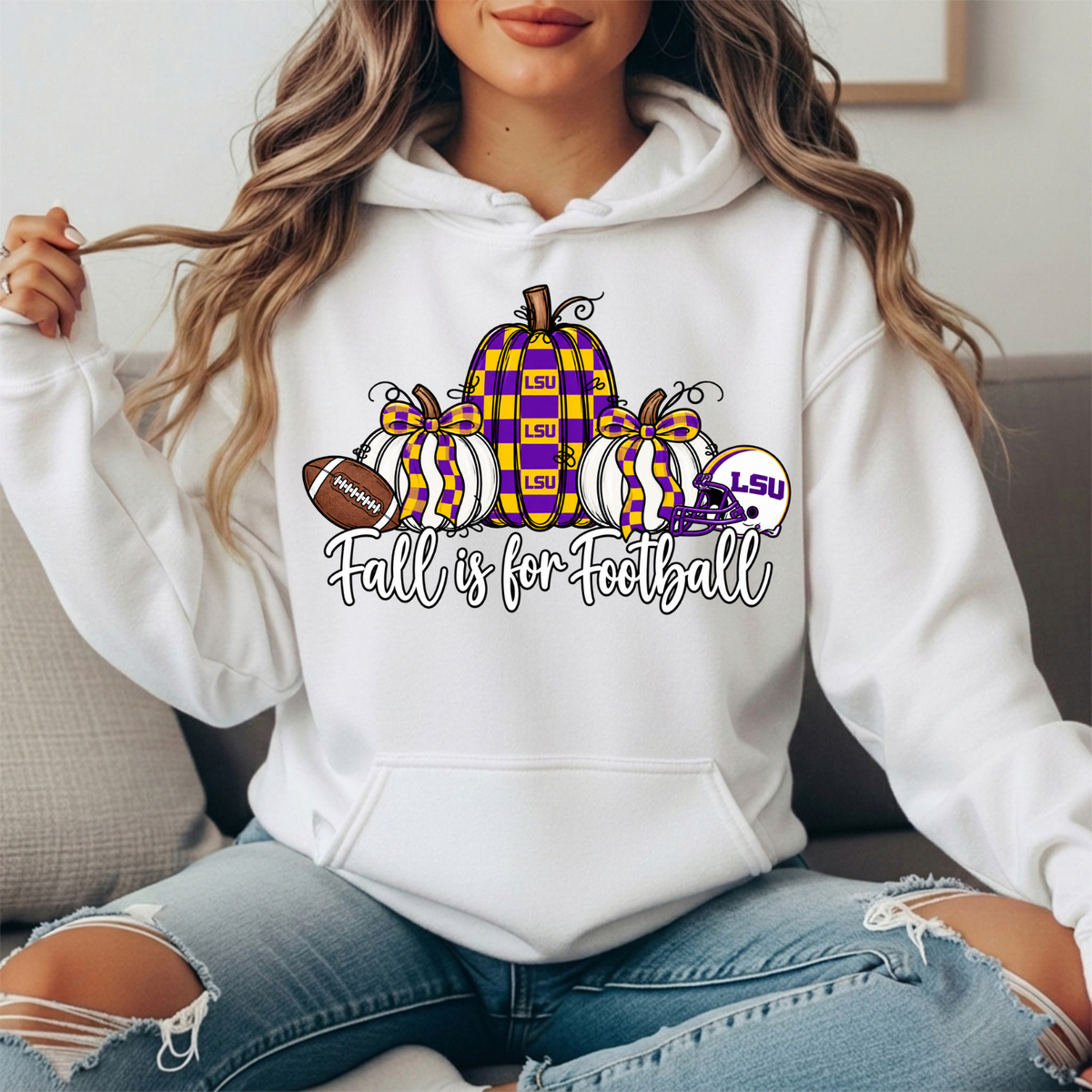 LSU Fall Is for Football Pumpkin Graphic Hoodie