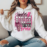 Kinda Boujee Kinda Broke Pink Leopard Graphic Hoodie