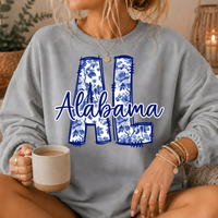 Alabama Blue Floral AL Crewneck Sweatshirt