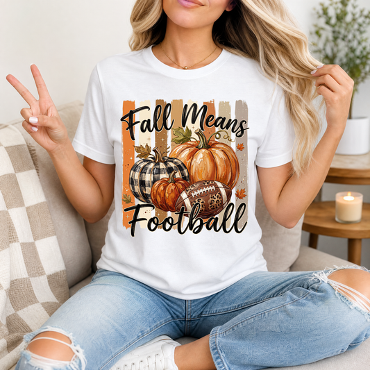 Fall Means Football Pumpkin Graphic Tee