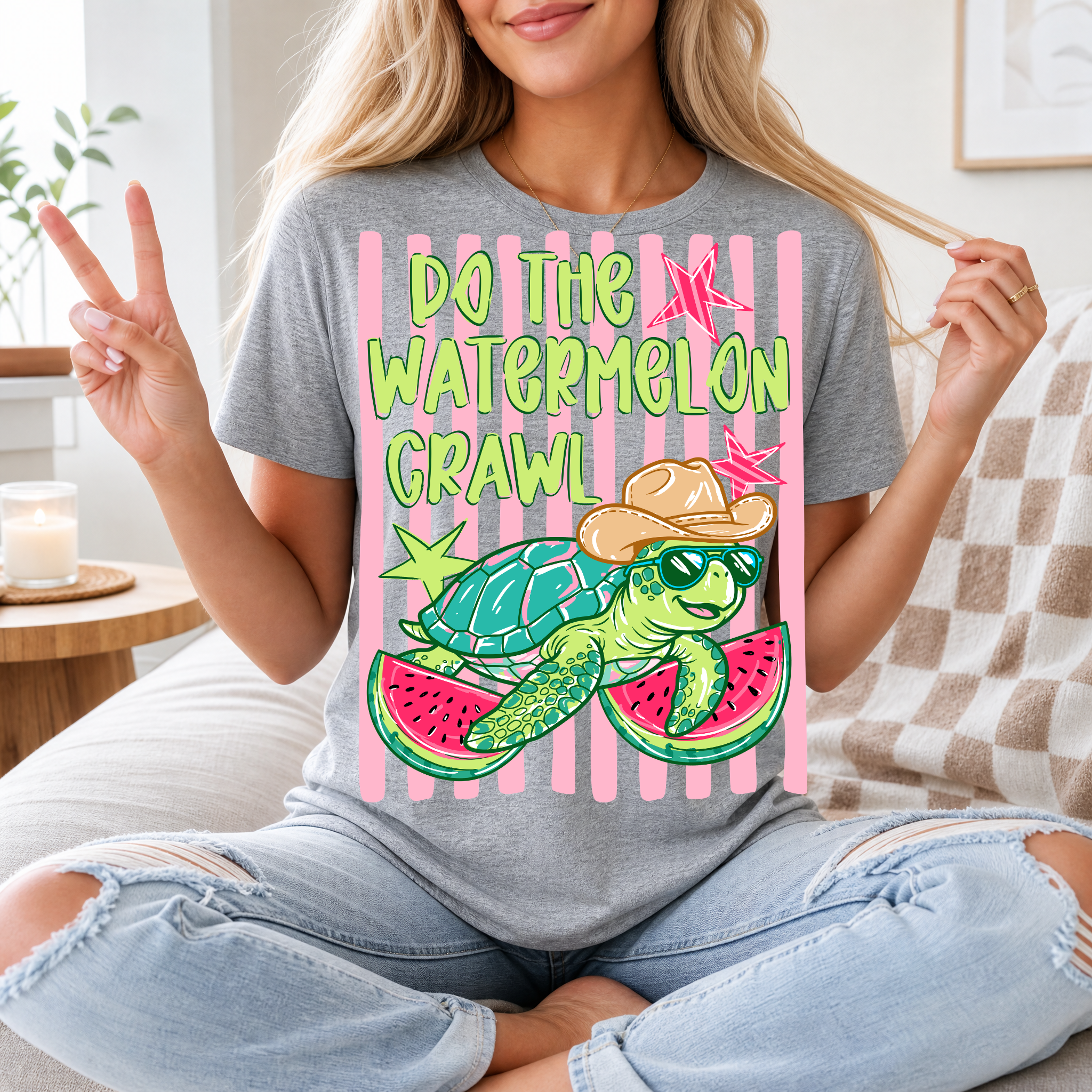 Watermelon Crawl Turtle Premium Graphic Tee