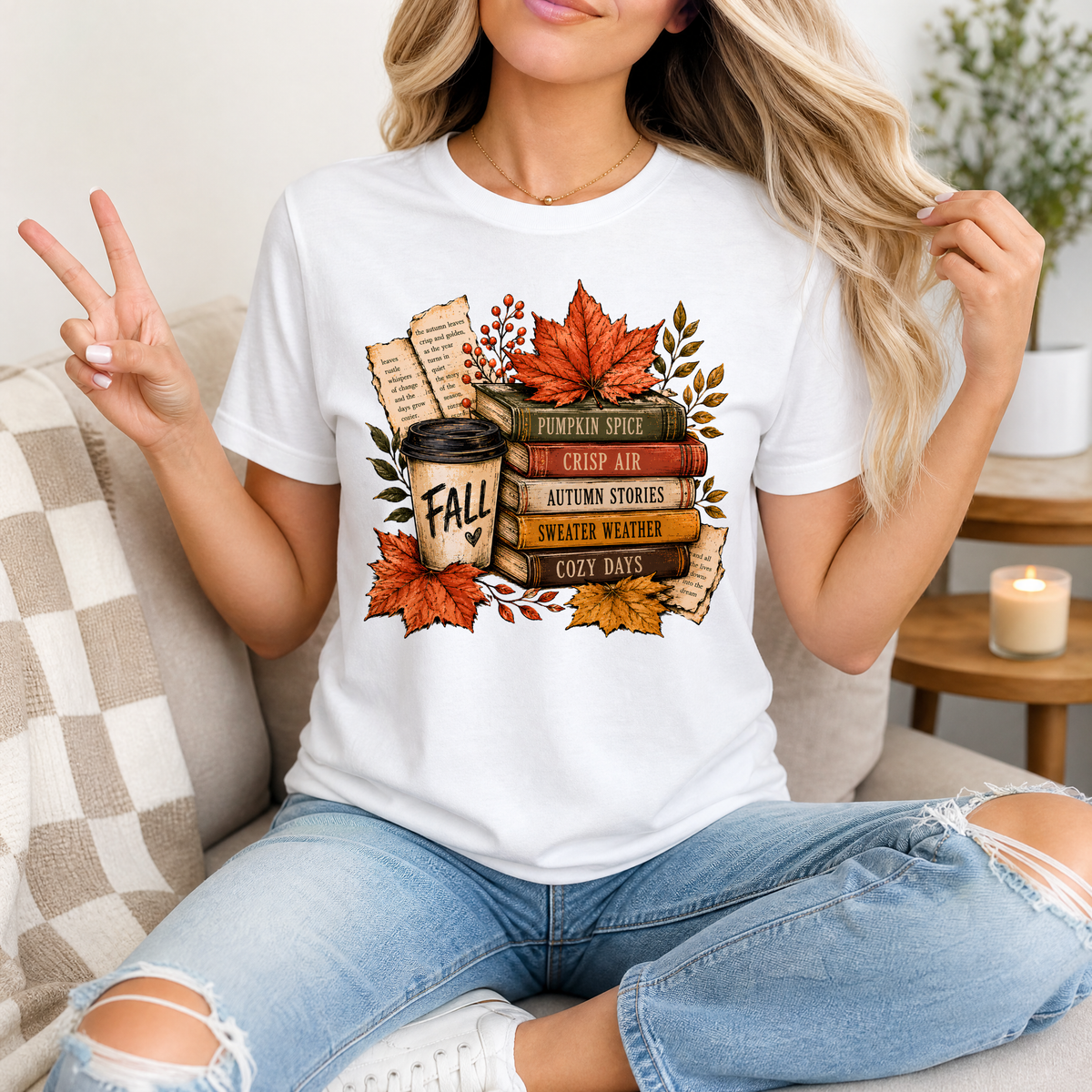 Fall & Bookish Cozy Premium Graphic Tee