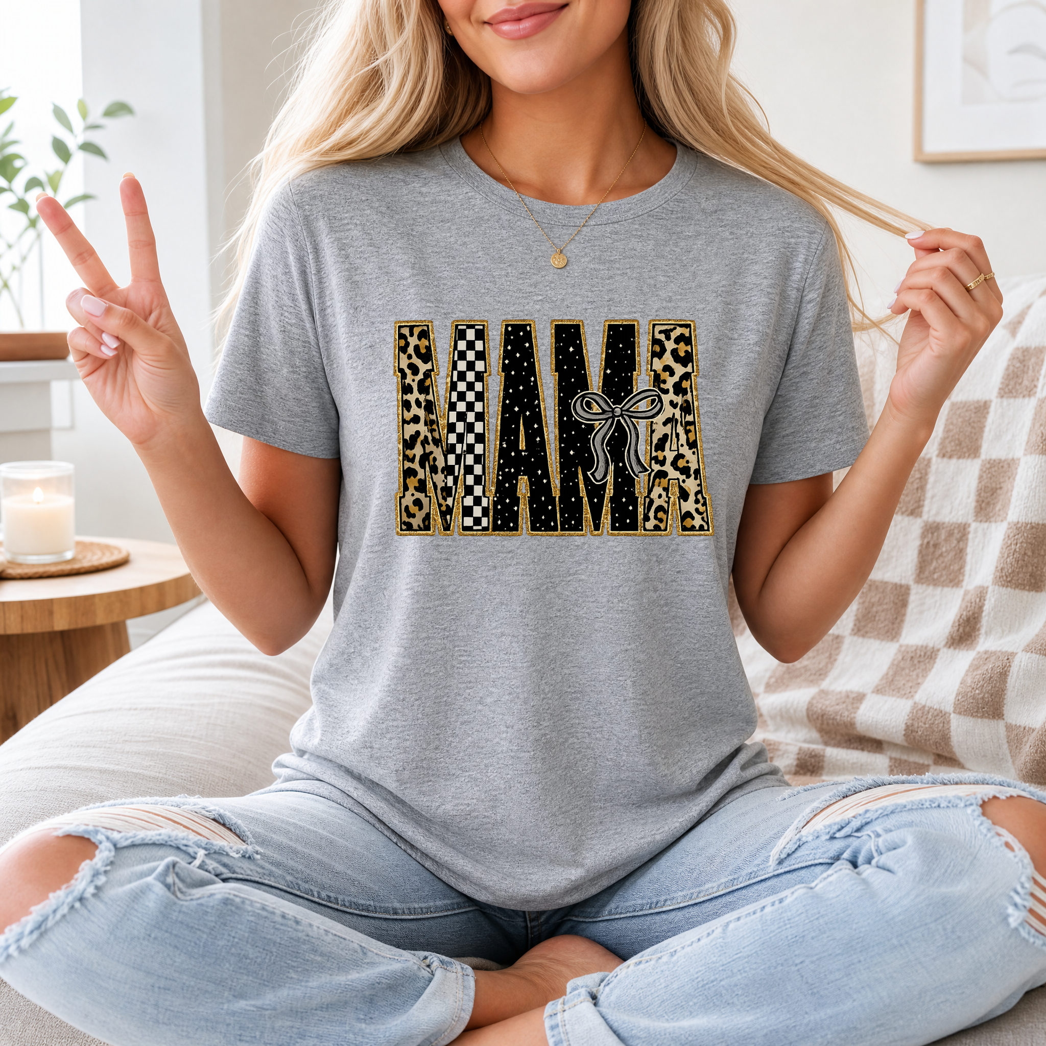 Mama Mixed Pattern Premium Graphic Tee