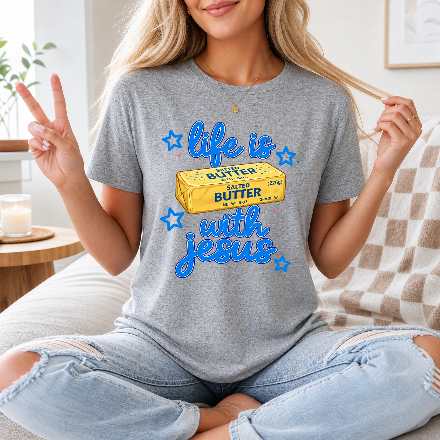 Life Is Butter With Jesus Premium Graphic Tee