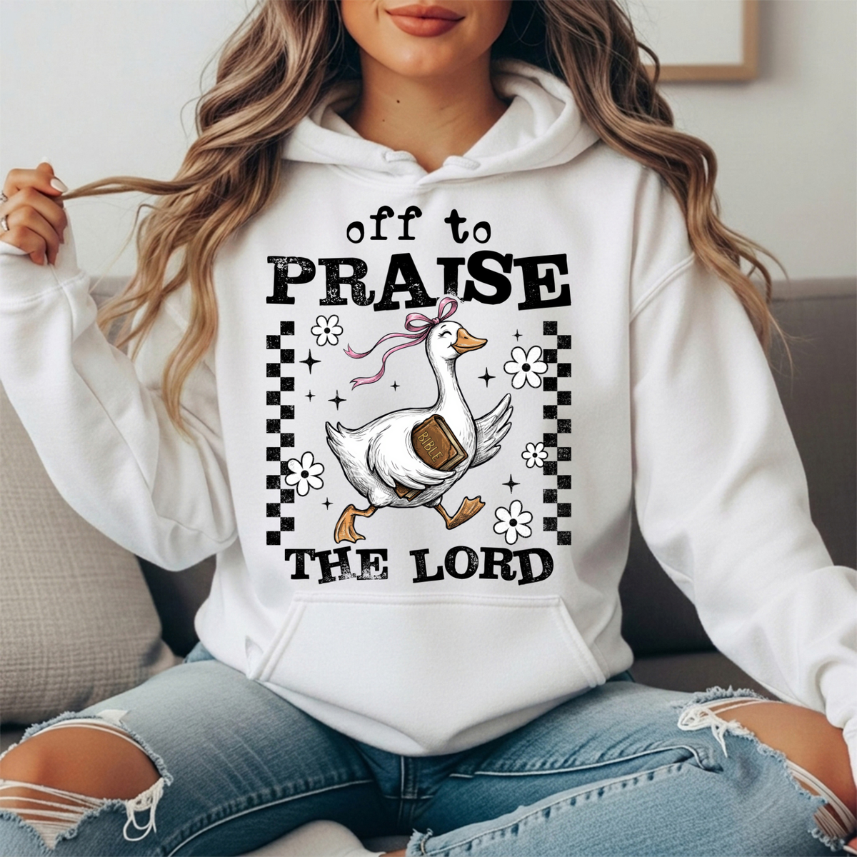 Off to Praise the Lord Goose Graphic Hoodie