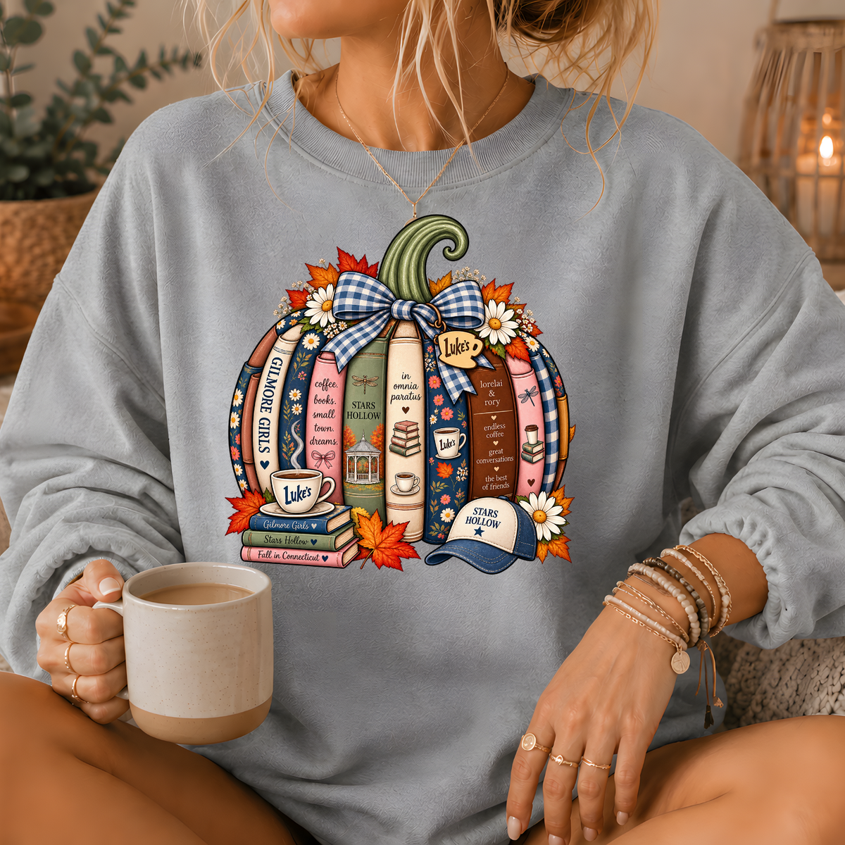 Gilmore Girls Inspired Bookish Pumpkin Crewneck Sweatshirt