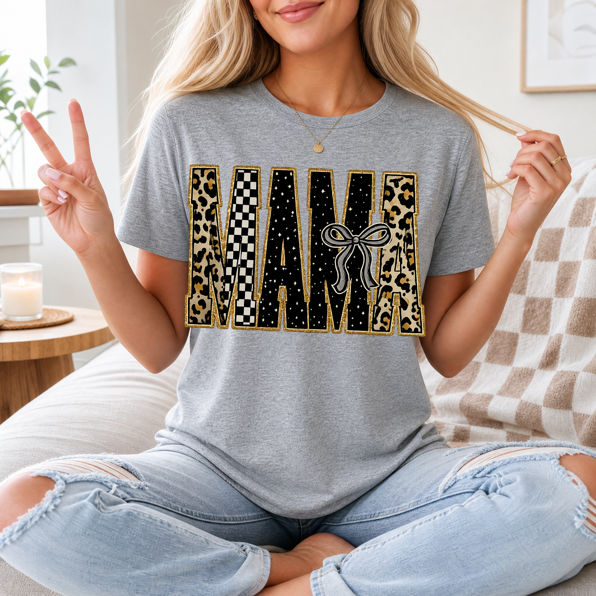 Mama Mixed Pattern Premium Graphic Tee