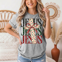 Jesus Christmas Cross & Bow Graphic Tee