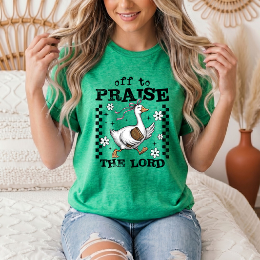 Off To Praise The Lord Christian Graphic Tee