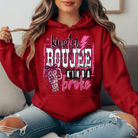 Kinda Boujee Kinda Broke Pink Leopard Graphic Hoodie