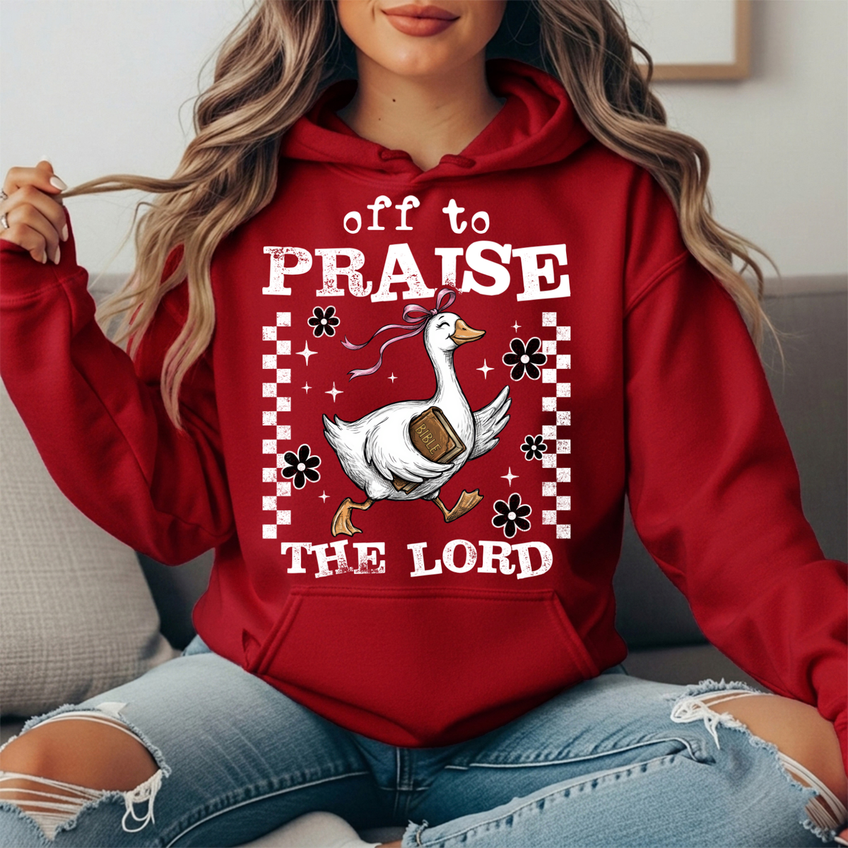 Off to Praise the Lord Goose Graphic Hoodie