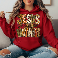 Jesus Loves This Hot Mess Leopard Bow Graphic Hoodie