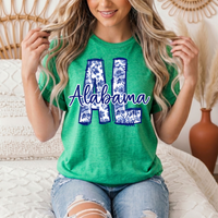 Alabama Blue Floral AL Graphic Tee
