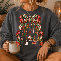 Christmas Plaid Bow Holiday Charms Crewneck Sweatshirt