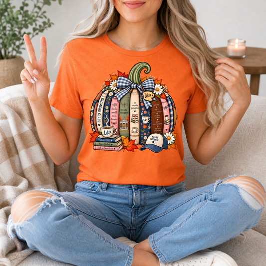 Gilmore Fall Bookish Pumpkin & Gingham Bow Graphic Tee