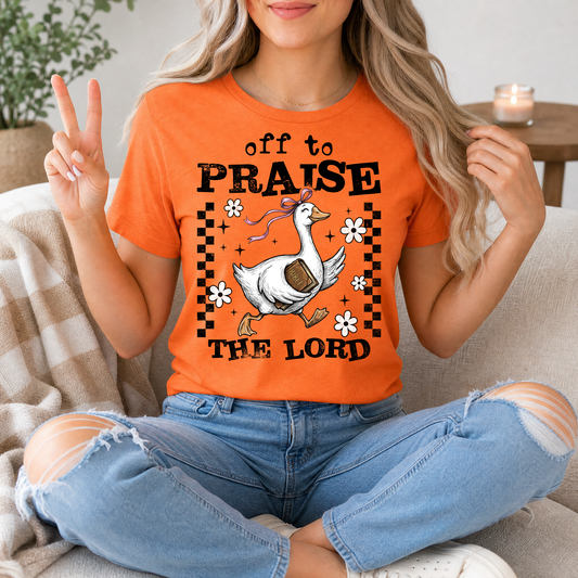 Off To Praise The Lord Christian Graphic Tee