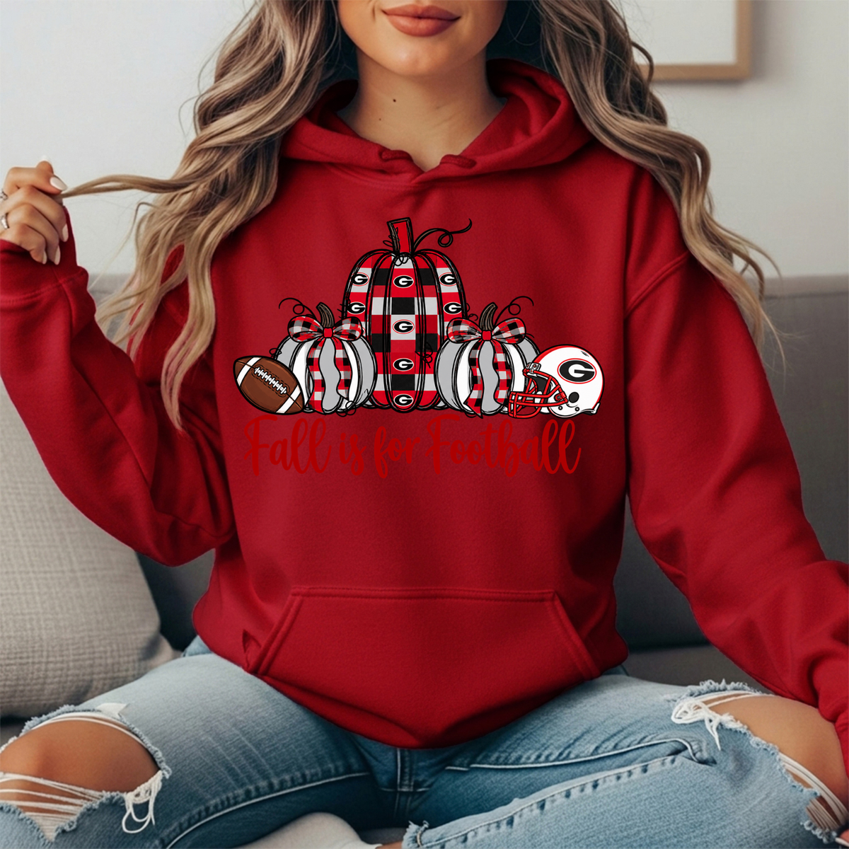 Georgia Bulldogs Fall Is for Football Pumpkin Graphic Hoodie